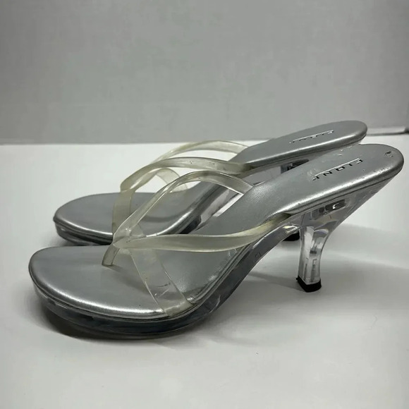 Vintage  High Heel Shoes LED Light Up Clear PlasticOpen Toe Y2K Rave Dancer 8.5 - Picture 4 of 9